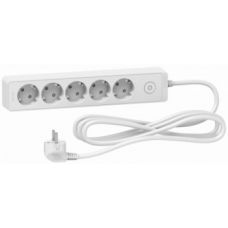 Schneider electric UNICA EXTEND УДЛИНИТЕЛЬ 5 розеток 2К+З, кабель 5м, БЕЛЫЙ
