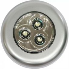 FERON 3LED 0,18W светильник круглый с датчиком касания, IP40, 70*70*25mm, серебряный