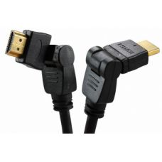 Шнур HDMI - HDMI с фильтрами, длина 2 метра, угловой 360° (GOLD) (PVC пакет) REXANT