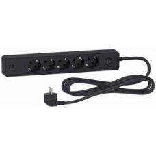 Schneider electric UNICA EXTEND УДЛИНИТЕЛЬ 5 розеток 2К+З, кабель 3м, 2 USB, ЧЁРНЫЙ