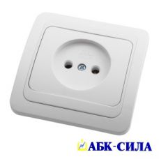 АБК-СИЛА Розетка одноместная без з/к 16А 220В (керамика) "РИГЕЛЬ" белая
