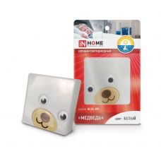 Ночник светодиодный NL04-BW Медведь с датчиком освещения 230В БЕЛЫЙ IN HOME