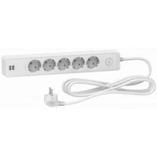 Schneider electric UNICA EXTEND УДЛИНИТЕЛЬ 5 розеток 2К+З, кабель 3м, 2 USB, БЕЛЫЙ