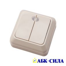 АБК-СИЛА Выключатель 2-кл с подсветкой 10А "АЛЬТАИР" слоновая кость