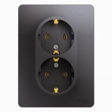 Schneider electric GLOSSA РОЗЕТКА двойная с заземлением,16А, 250В, в сборе,ГРАФИТ