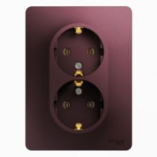 Schneider electric GLOSSA РОЗЕТКА двойная с заземлением,16А, 250В, в сборе,БАКЛАЖАНОВЫЙ
