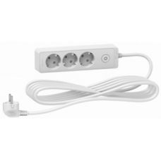 Schneider electric UNICA EXTEND УДЛИНИТЕЛЬ 3 розетки 2К+З, кабель 3м, БЕЛЫЙ