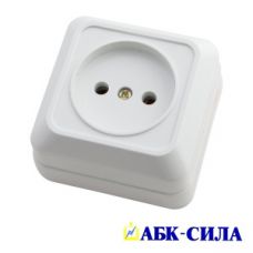 АБК-СИЛА Розетка одноместная без з/к 16А 220В (керамика) "АЛЬТАИР" белая