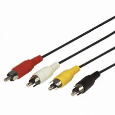 Шнур 4 RCA - 4 RCA, длина 5 метров, черный REXANT